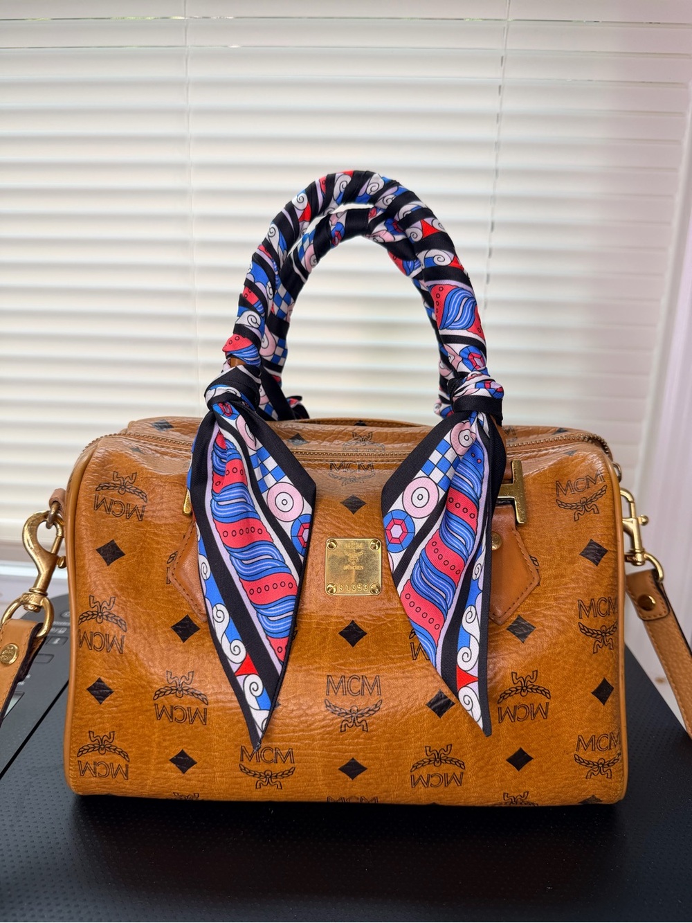 MCM Cognac Visetos Dome Satchel with Gold Hardware - Picture 3 of 12